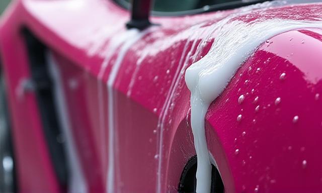 Detalle de espuma ecológica sobre carrocería de lujo